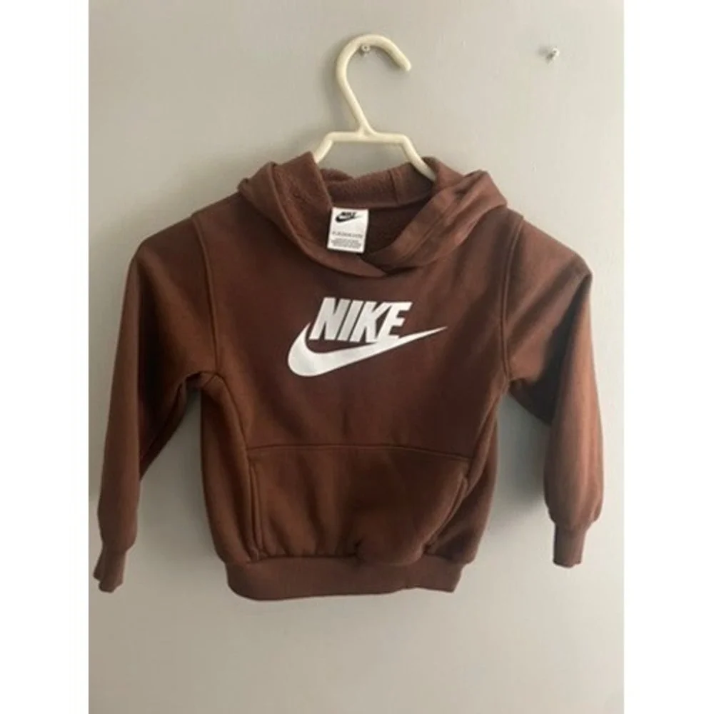 Nike Kids Brown Fleece Hoodie and Joggers Tracksuit Set 4T Futura Logo